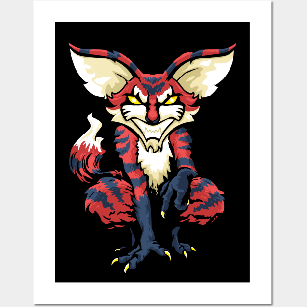 Red Tiger Gremlin Fox Wall Art by djkopet